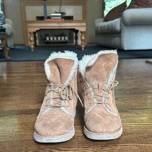 Women's Tan Suede UGG Boots with Fur Lining